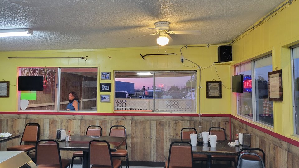 Drive-through lane at a Mexican restaurant.