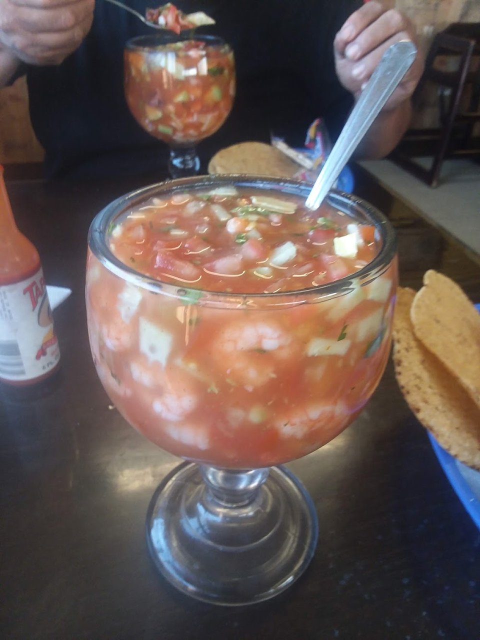 Mexican menu featuring seafood and breakfast items.